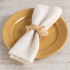 Vintage Ceramic Pig Napkin Rings Set of 5 Farmhouse Country Kitchen Table Decor